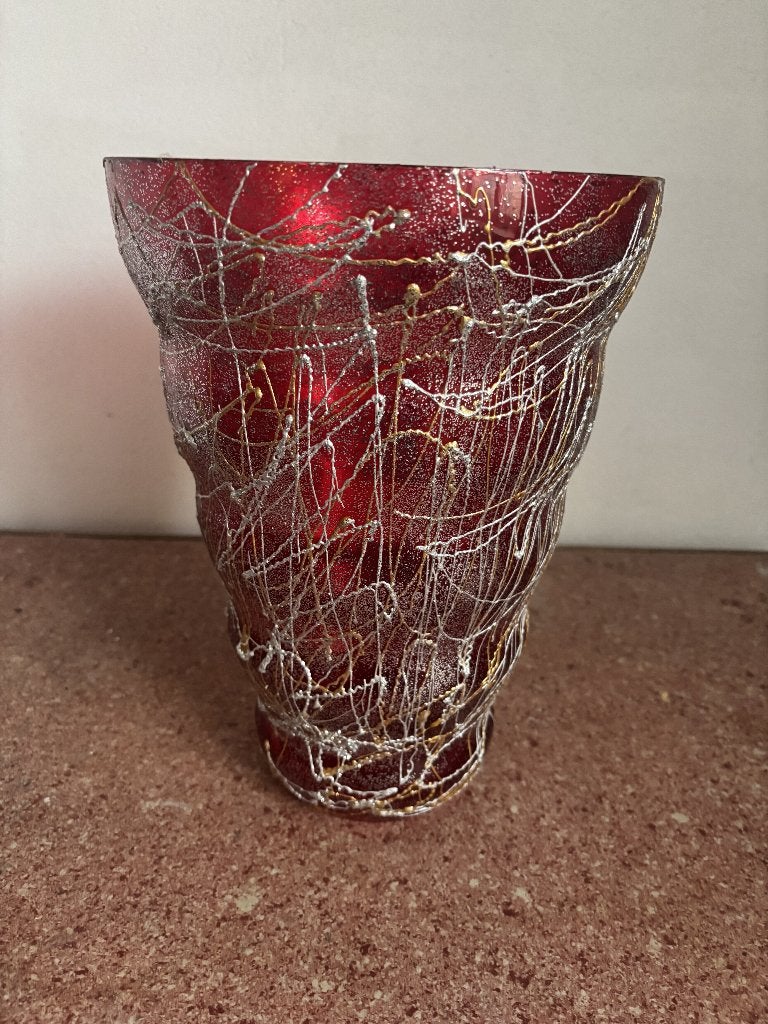 Rode vaas, Huis en Inrichting, Ophalen, Gebruikt, Rood, Glas