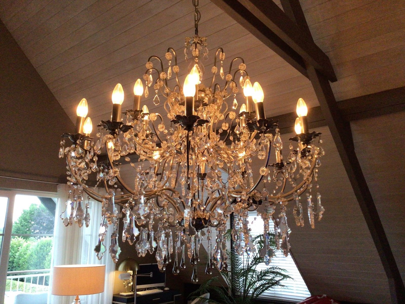 Lustre en cristal / kristallen kroonluchter, Maison & Meubles, Lampes | Lustres, Enlèvement, Utilisé, Verre