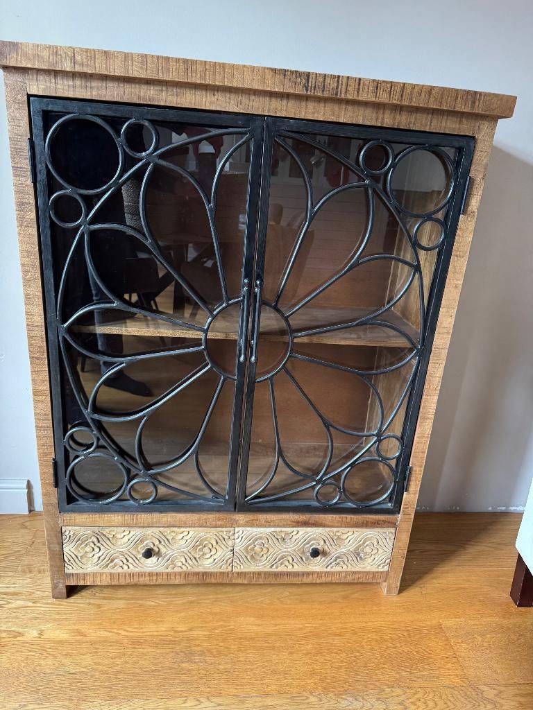 Giner y Colomer Buffetkast Metaal/Mangohout, Huis en Inrichting, Kasten | Buffetkasten, Met deur(en), 100 tot 150 cm, 50 tot 100 cm