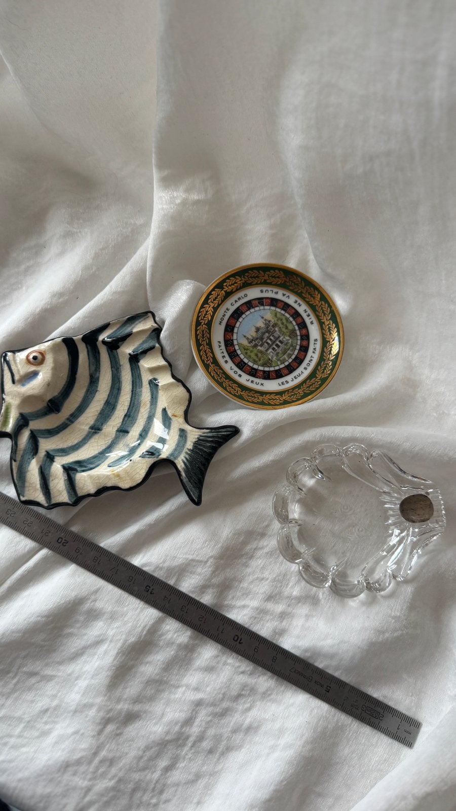 Lot de 3 vides poches anciens porcelaine et cristal, Enlèvement ou Envoi