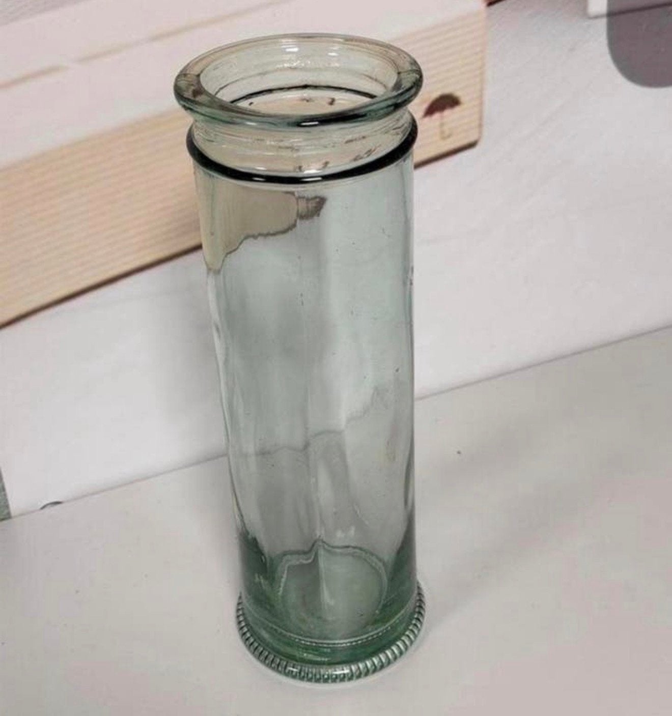 Vintage glazen bloemenvaas 30 cm hoog | Transparant glas, Huis en Inrichting, Woonaccessoires | Vazen, Ophalen of Verzenden, Transparant