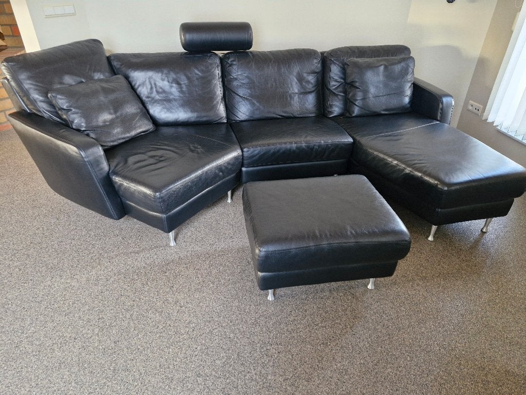 Lederen hoeksalon, Huis en Inrichting, Ophalen, Gebruikt, Leer, Modern