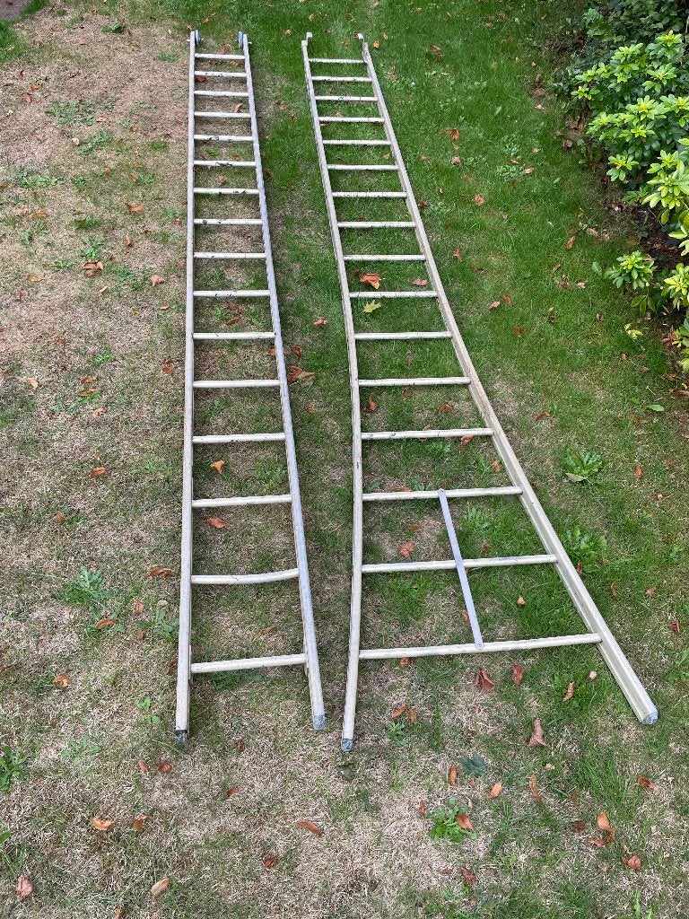 Schuifladder 8 meter 32 treden, Ophalen, Gebruikt, Ladder, Opvouwbaar of Inschuifbaar