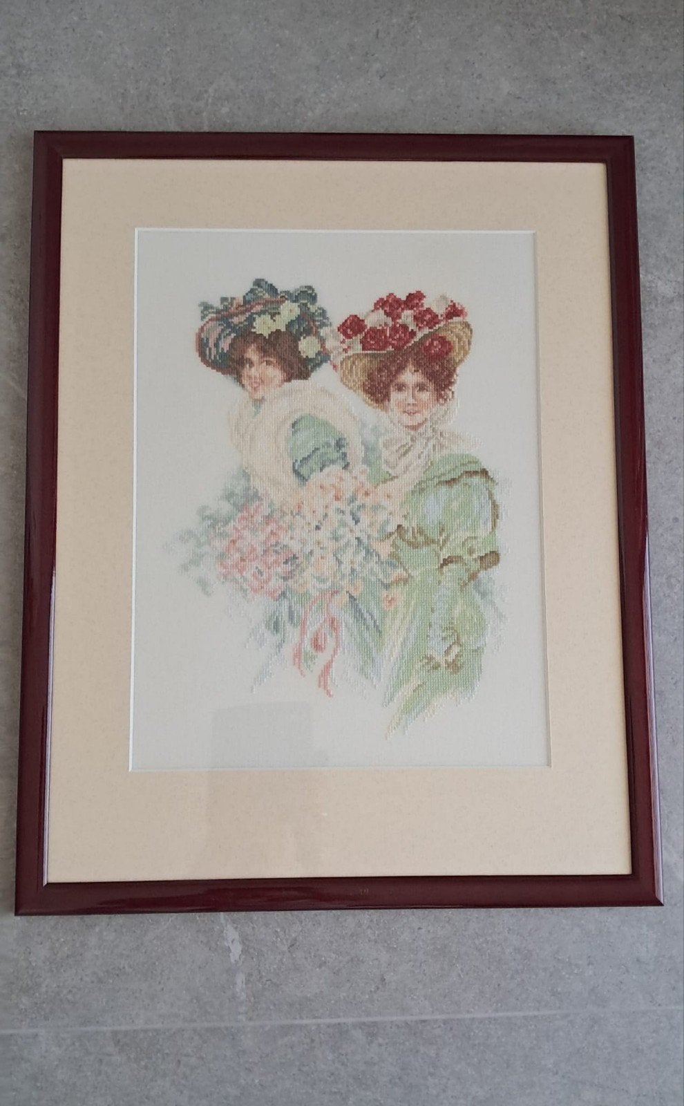 Geborduurd schilderij in lijst, Huis en Inrichting, Woonaccessoires | Schilderijen, Tekeningen en Foto's, Ophalen, Schilderij