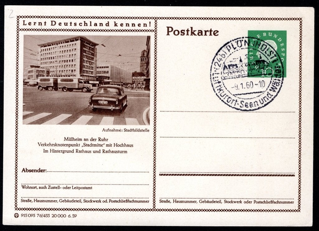 ALLEMAGNE Carte postale Mülhelm an der Ruhr 1960, Envoi, RFA, Affranchi