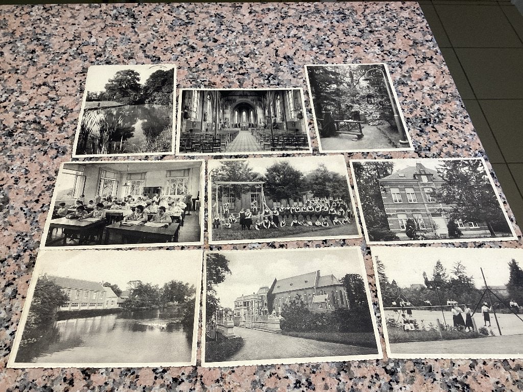 Lot van 9 oude postkaarten kostschool HH Harten Kontich, Verzamelen, Postkaarten | Themakaarten, Ophalen of Verzenden, 1940 tot 1960