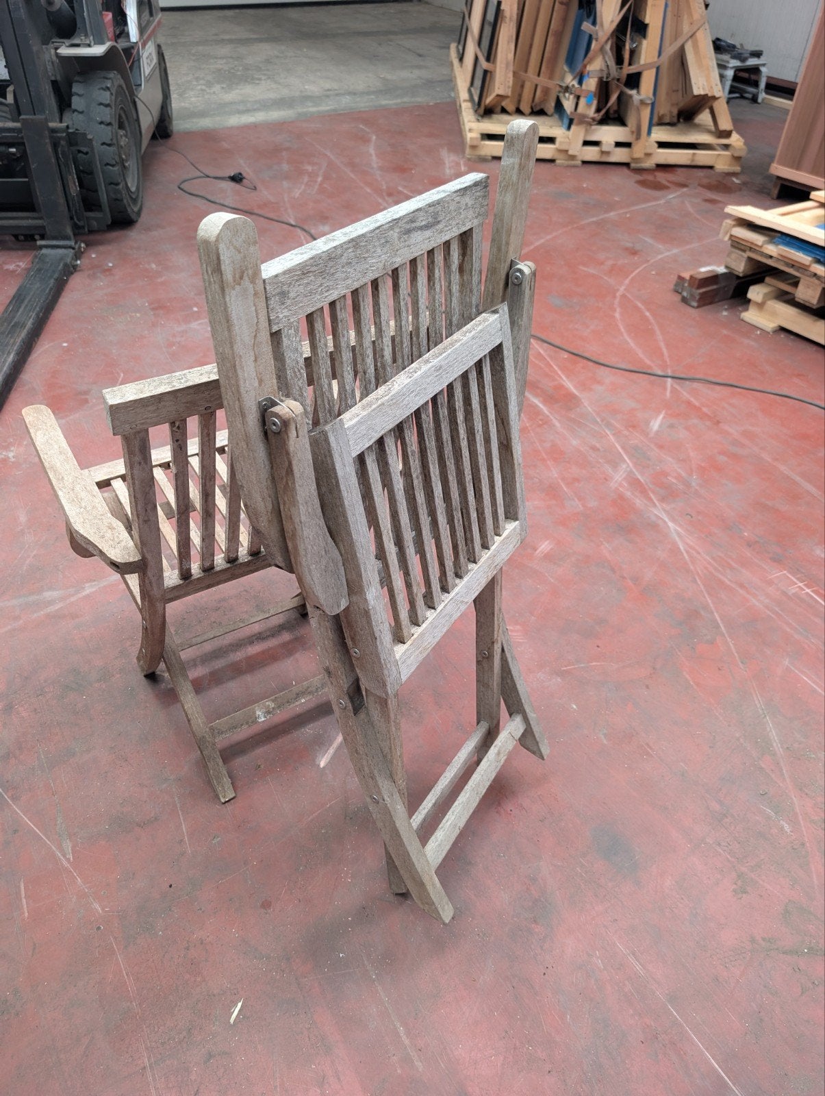set van 2 houten tuinstoelen, Tuin en Terras, Ophalen, Gebruikt, Hout, Inklapbaar