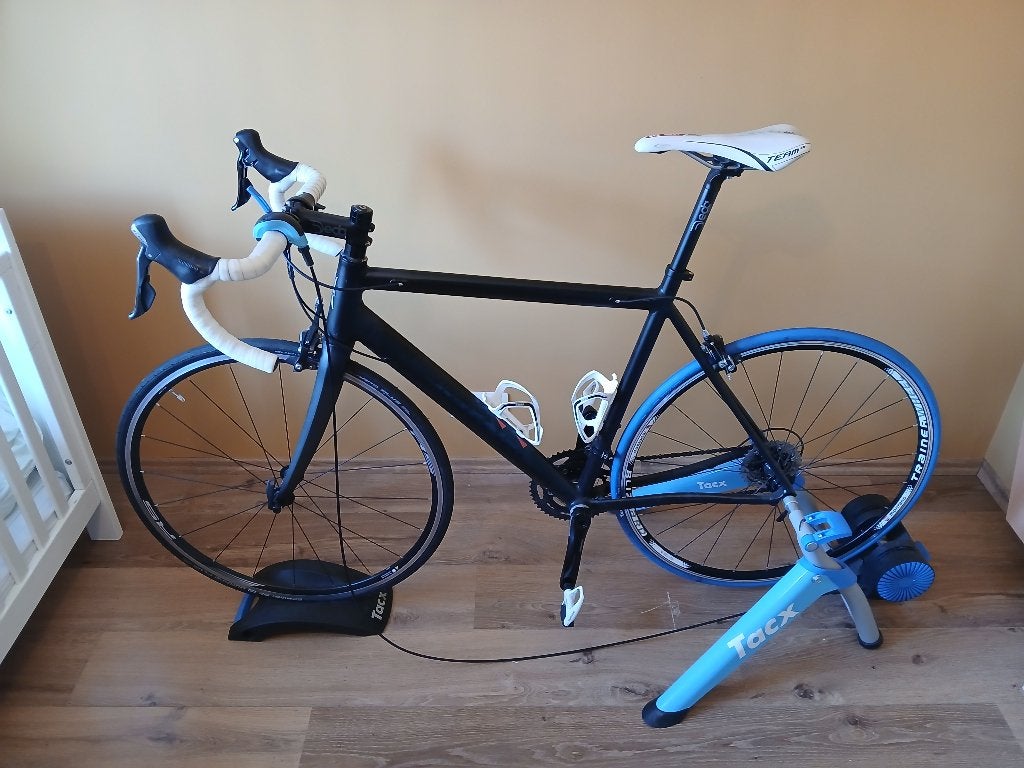 Koersfiets + tacx booster+ reservewiel met cassette, Ophalen, Gebruikt