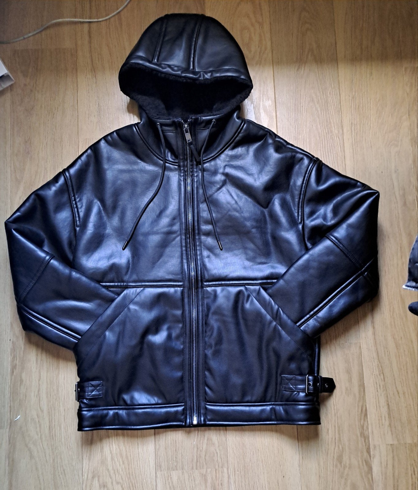 Bershka imitatieleren jas met zachte voering, Verzenden, Zwart, Nieuw, Bershka