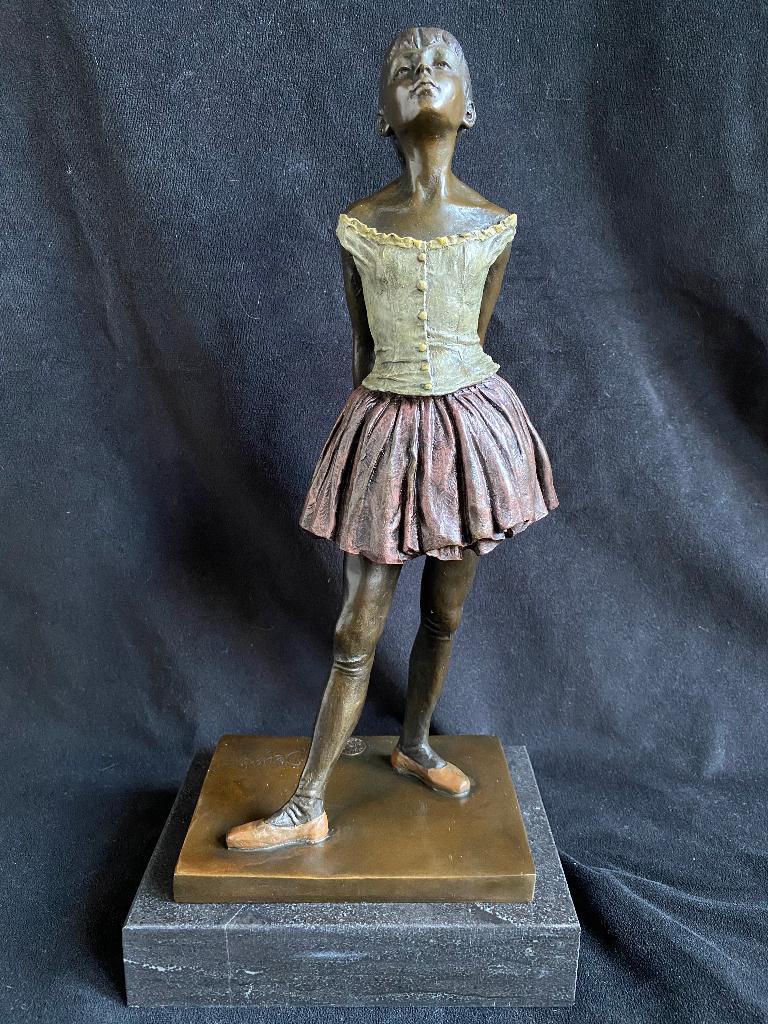 Bronzen ballerina Degas 40cm!! subtiel gekleurd zuiver brons, Enlèvement ou Envoi, Brons, Statue