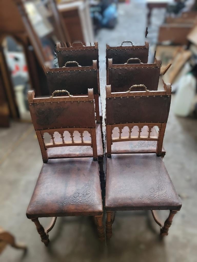 Lot de 6 chaises anciennes en bois massif, Antiquités & Art, Antiquités | Meubles | Chaises & Canapés, Enlèvement