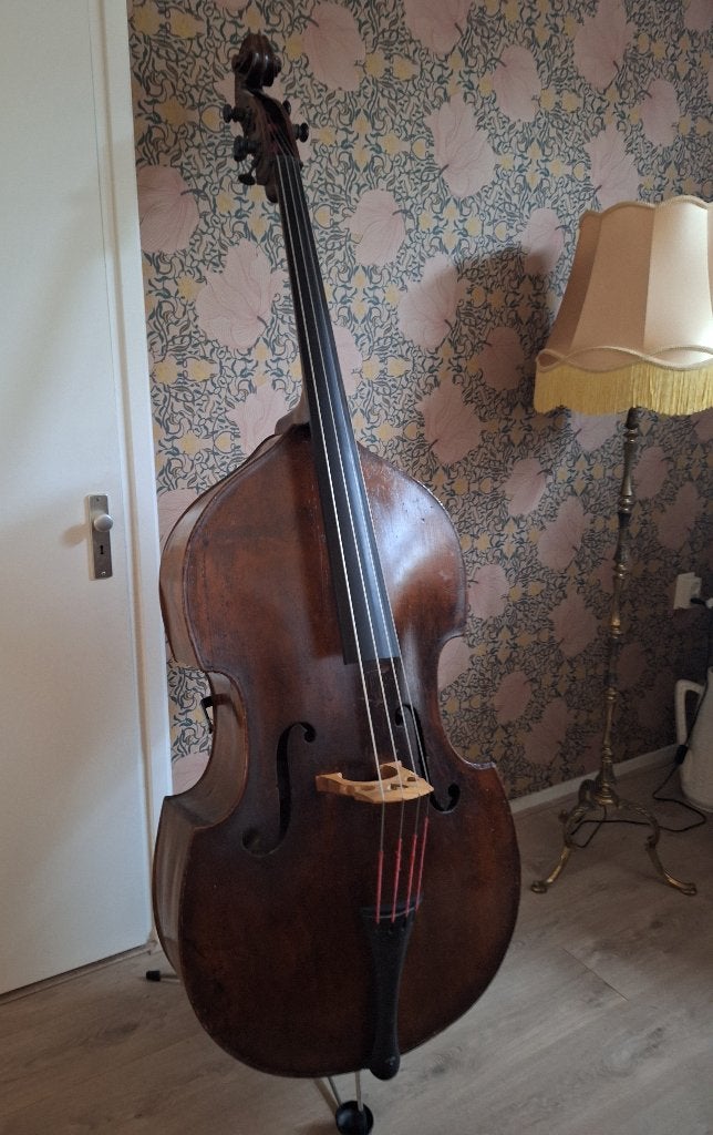 Contrebasse saxonne ancienne, Musique & Instruments, Enlèvement, Utilisé, Contrebasse 3/4, Avec valise