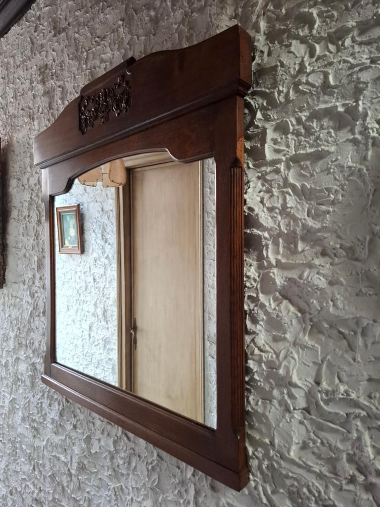 Grote houten spiegel voor de hal, Antiek en Kunst