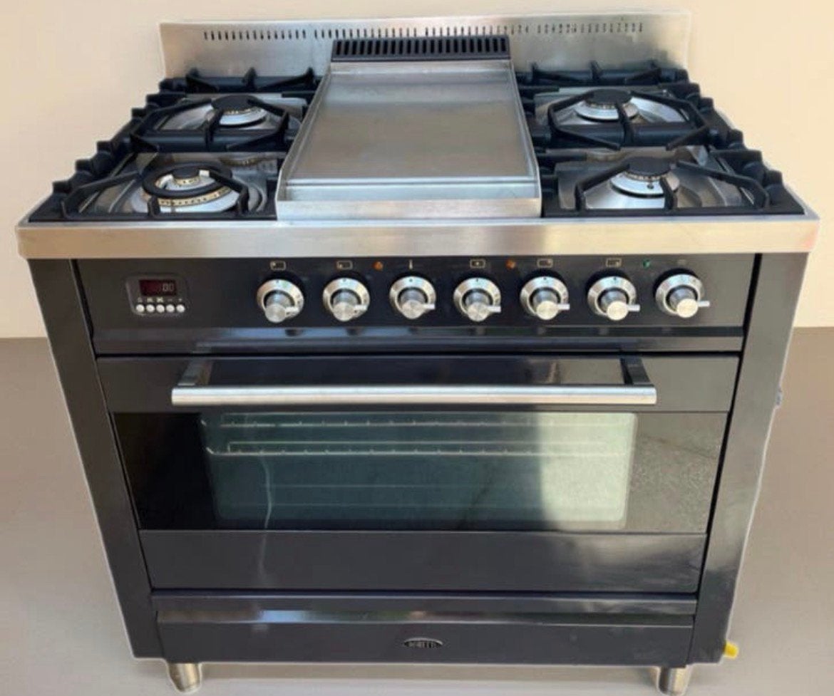 Boretti gasfornuis met fry-top,90cm, Elektronische apparatuur, Fornuizen, Ophalen, Gebruikt, 60 cm of meer, Energieklasse A of zuiniger