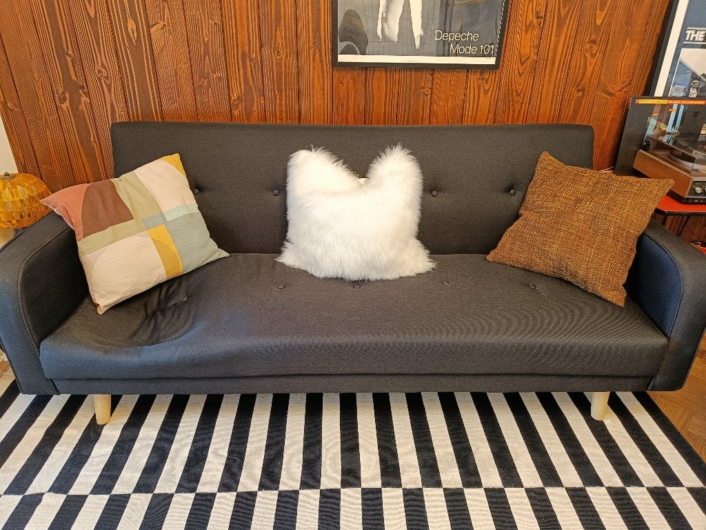Slaapzetel / slaapbank zwart retrolook gratis, Autres dimensions, 210 cm, Une personne, Enlèvement