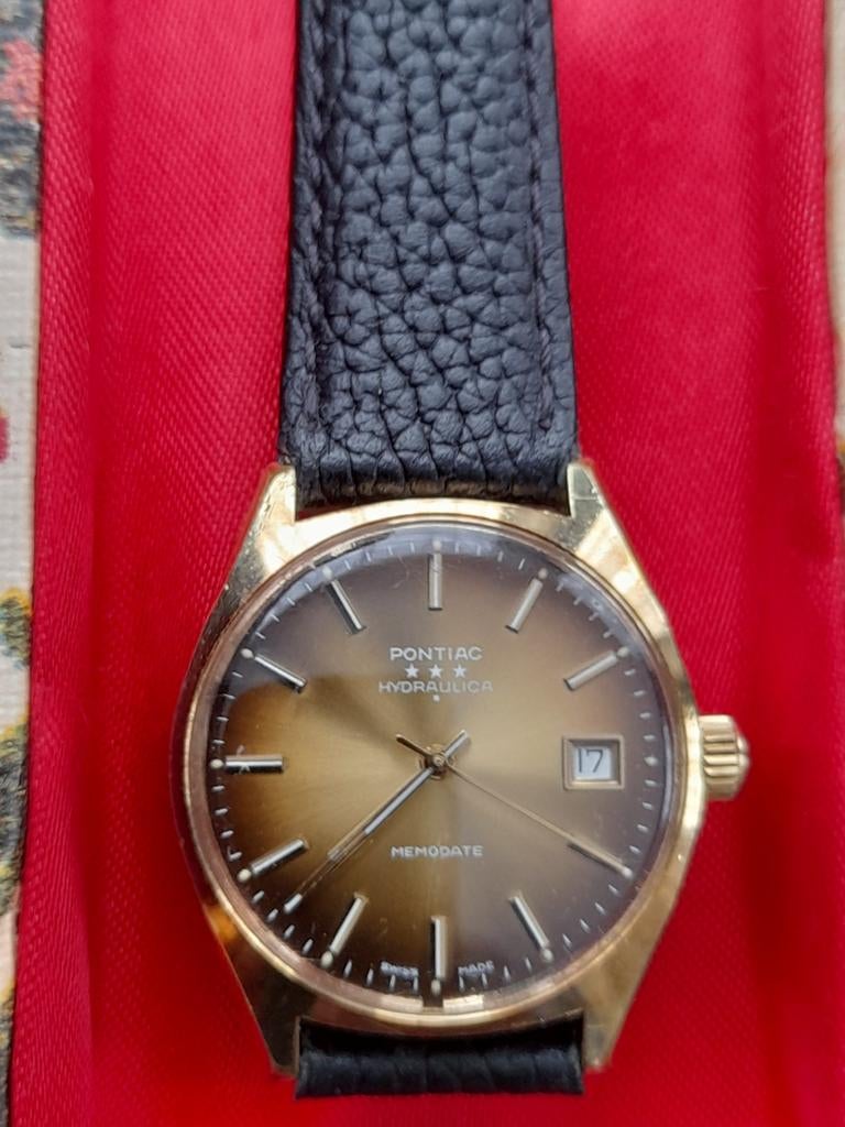 Pontiac Vintage Herenhorloge Hydraulica Memodate Swiss made, Handtassen en Accessoires, Ophalen
