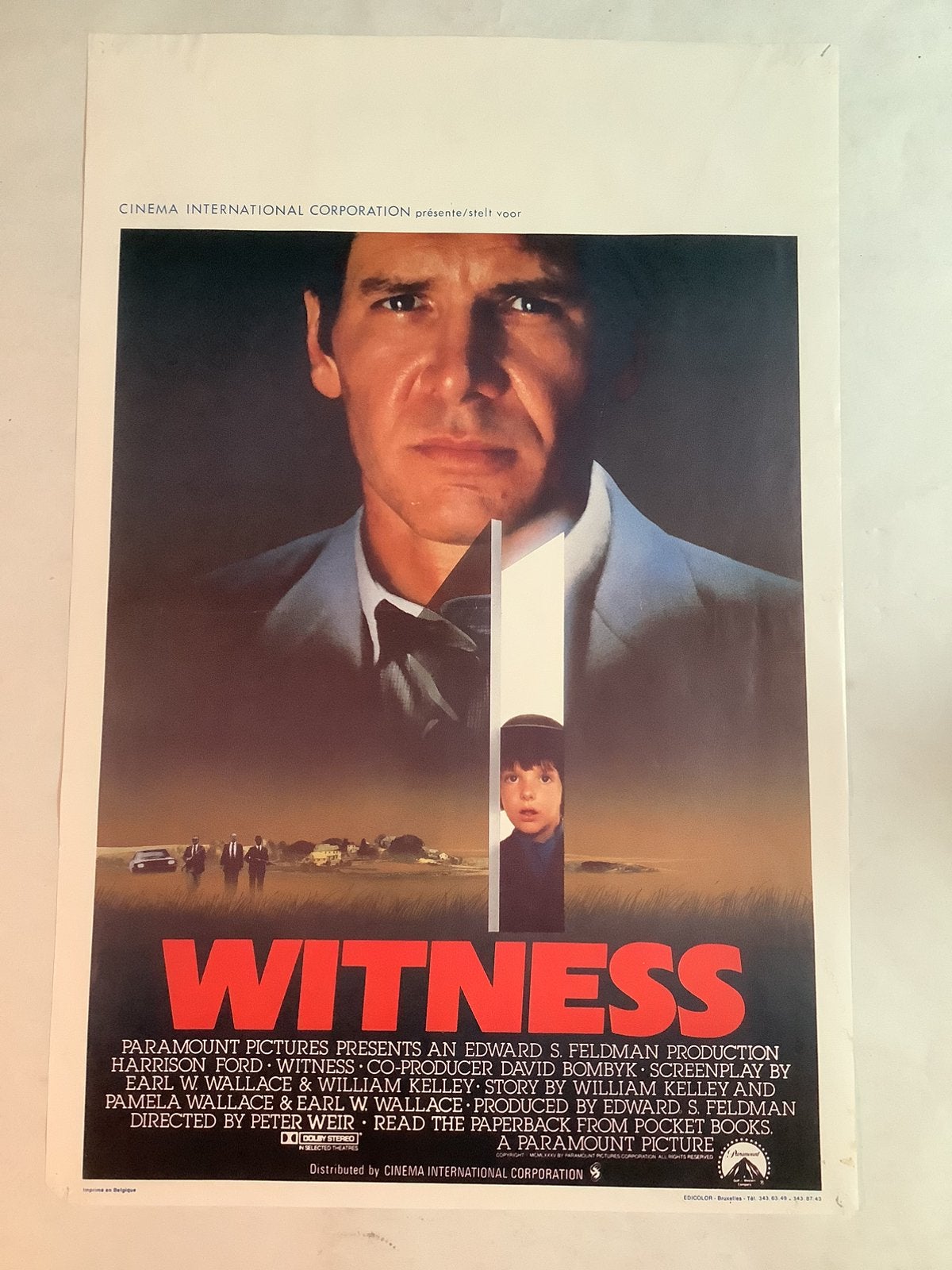 WITNESS   FILMPOSTER   36-54 cm   Used, Verzamelen, Ophalen of Verzenden, Zo goed als nieuw