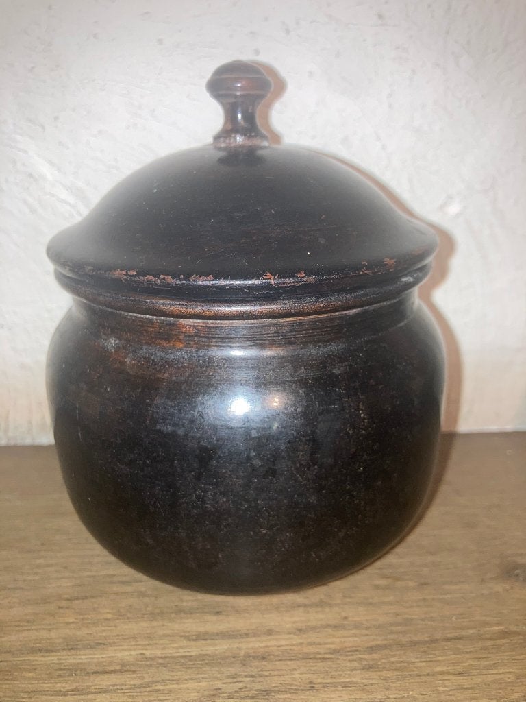 Vintage Metalen Pot met Deksel 13cm, Antiek en Kunst, Curiosa en Brocante, Ophalen of Verzenden