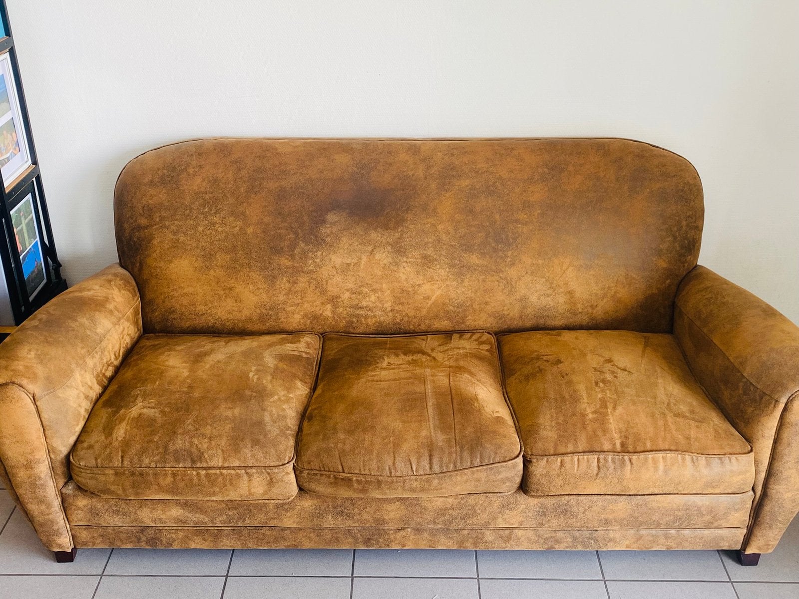 Canapé marron 3 places ( Maison du monde ), 200 à 250 cm, Vintage, Comme neuf, Enlèvement