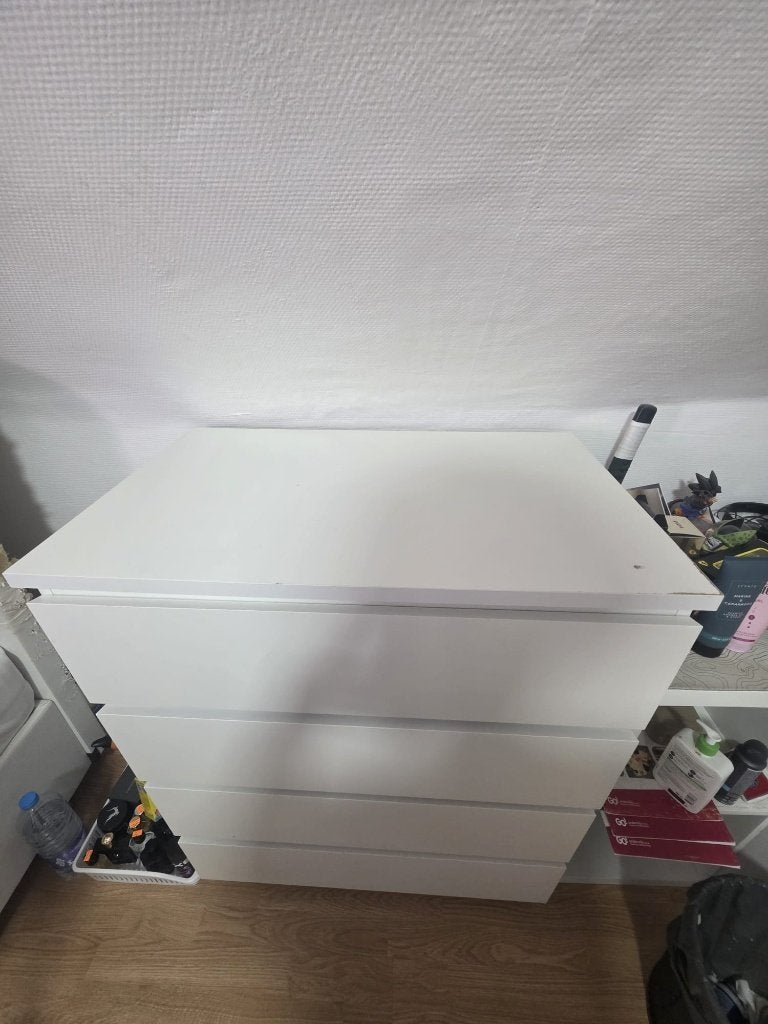 Commode 4 tiroirs, brillant blanc, 80x100 cm, Maison & Meubles, 3 ou 4 tiroirs, Enlèvement, Utilisé