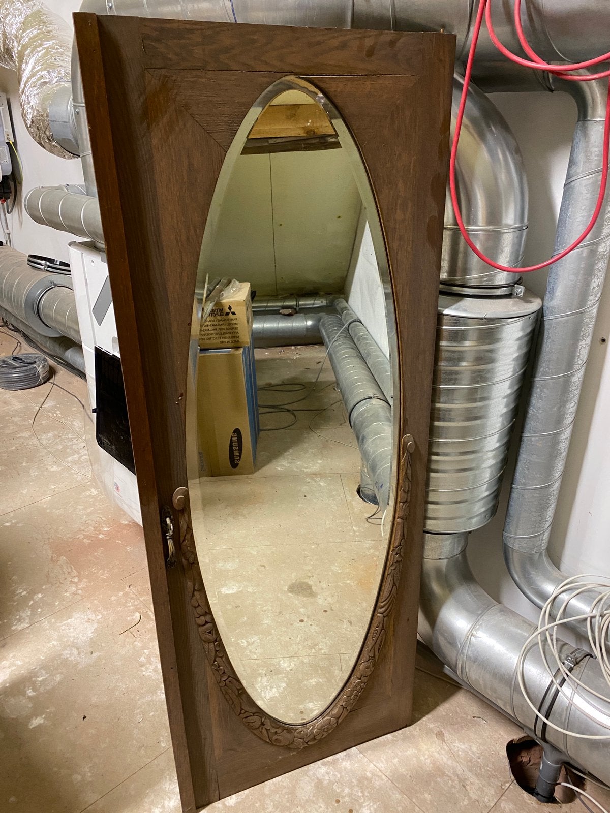 Miroir ovale dans une porte de meubles, Enlèvement, Comme neuf, Ovale