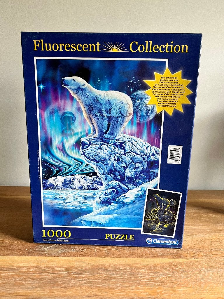 Puzzel Clementoni Fluorescent collection - Polar Bear, Ophalen of Verzenden, 500 t/m 1500 stukjes, Zo goed als nieuw, Legpuzzel