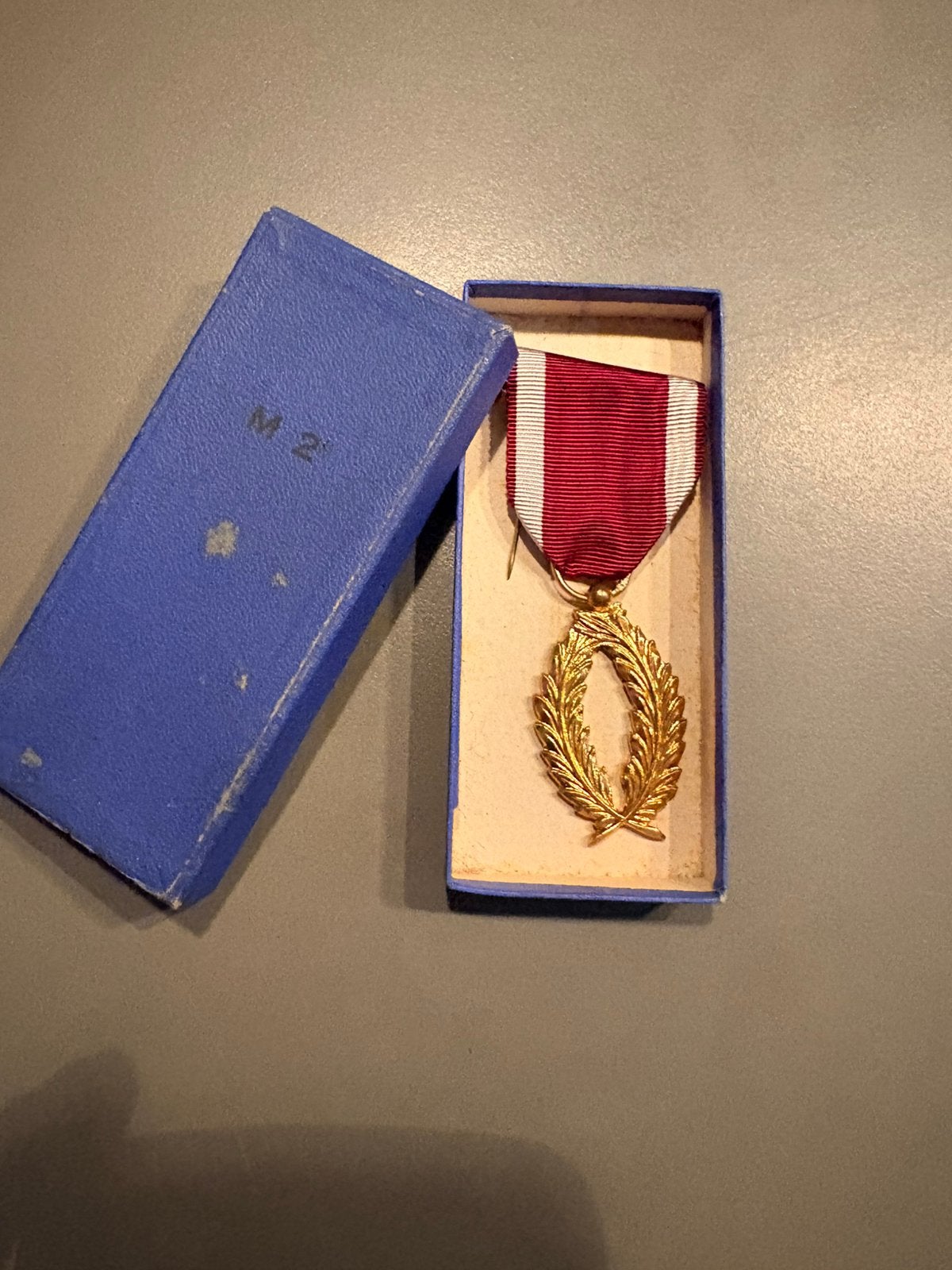 Médaille ancienne dorée Couronne de Laurier / Palmes, Collections, Envoi