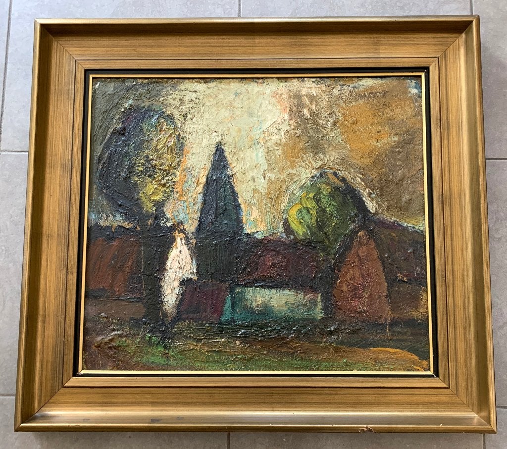 olieverf schilderij Frans Minnaert jaren 50 landschap, Enlèvement, Peinture à l'huile, Paysage