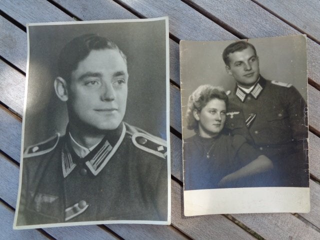 WO 2 foto's groot formaat , met lint ijzeren kruis, Verzamelen, Ophalen of Verzenden, Landmacht, Foto of Poster