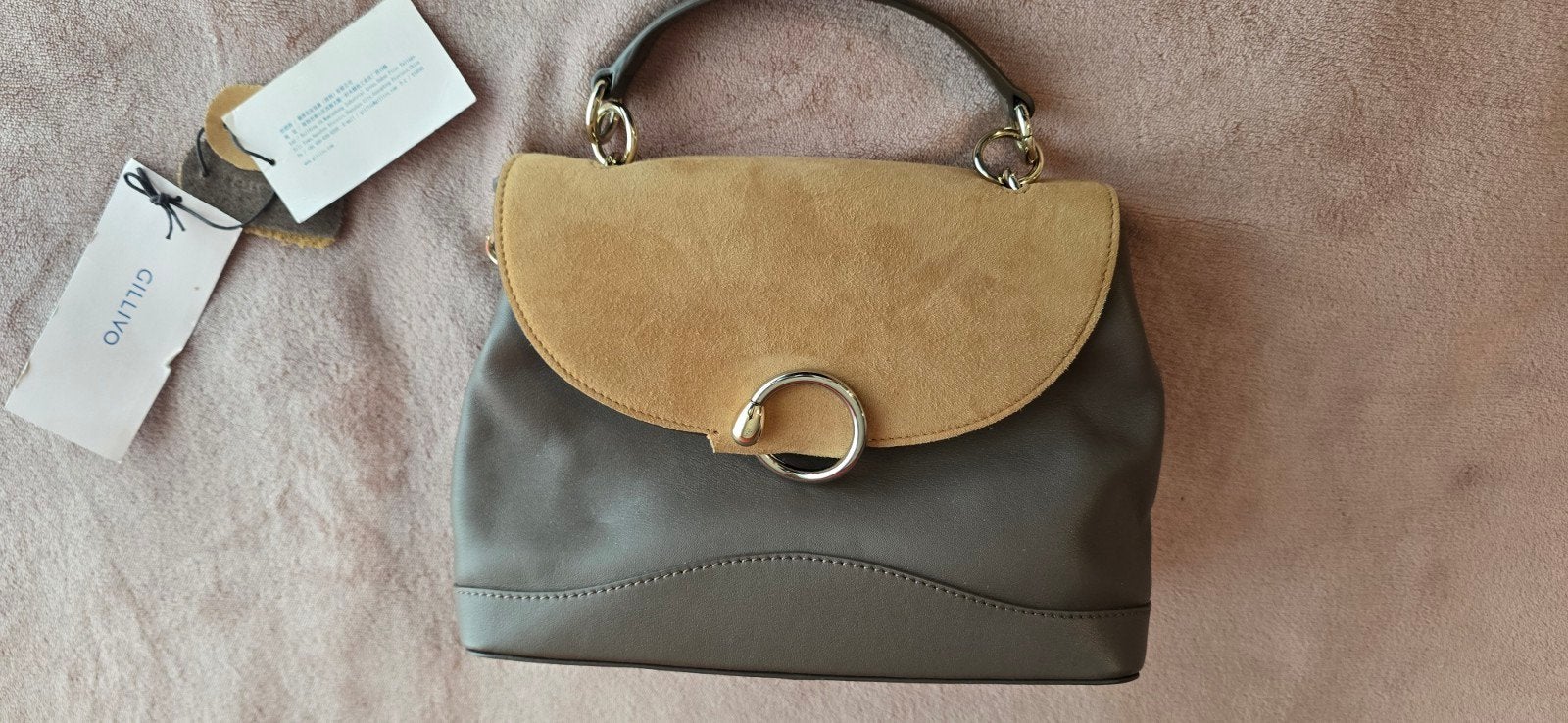 Sac à bandoulière en cuir véritable pour femmes Taupe - Nouv, Enlèvement ou Envoi