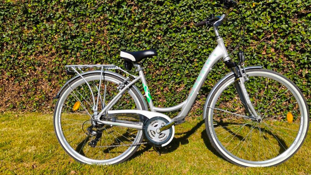 Fiets dames alu maat M 18". Maxim City, Fietsen en Brommers, Ophalen, Zo goed als nieuw, Meer dan 20 versnellingen, Velgrem