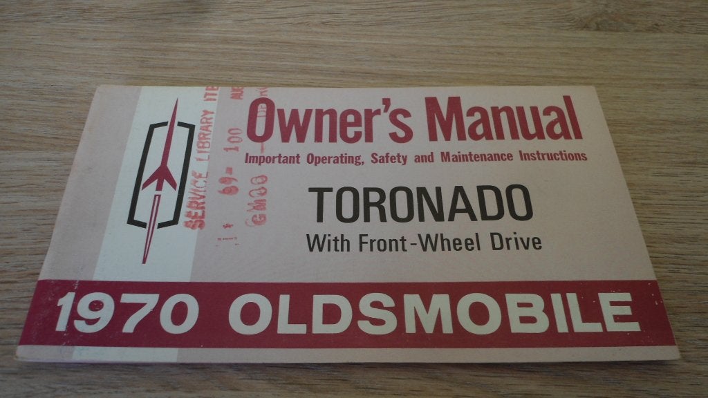 1970 Oldsmobile Toronado. 1st print, original Owner's Manual, Enlèvement ou Envoi