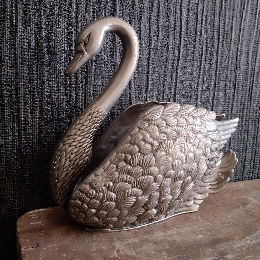 Vintage verzilverde servetten houder zwaan, Verzenden