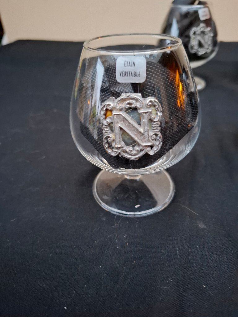 6 Verres Cognac Napoléon  / Etain véritable, Enlèvement ou Envoi, Comme neuf