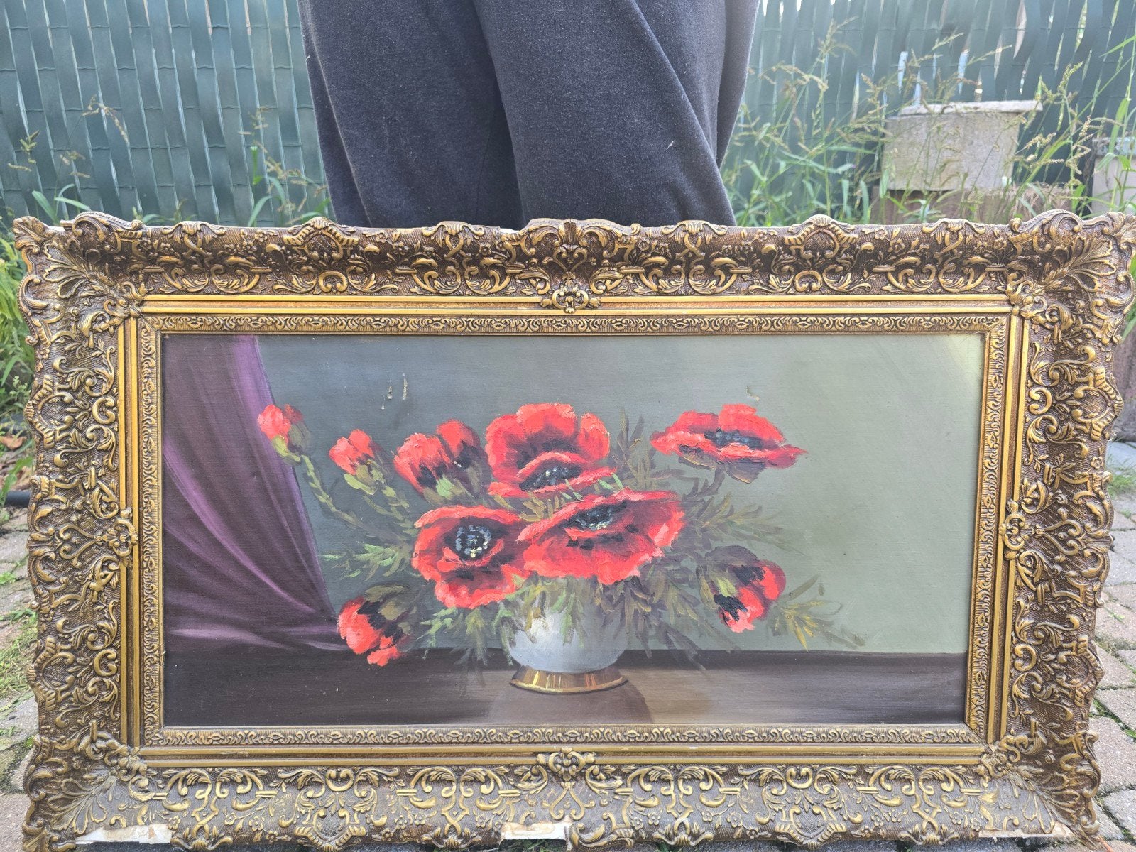 Fraai schilderij van rode anemonen/klaprozen, Ophalen, Doek
