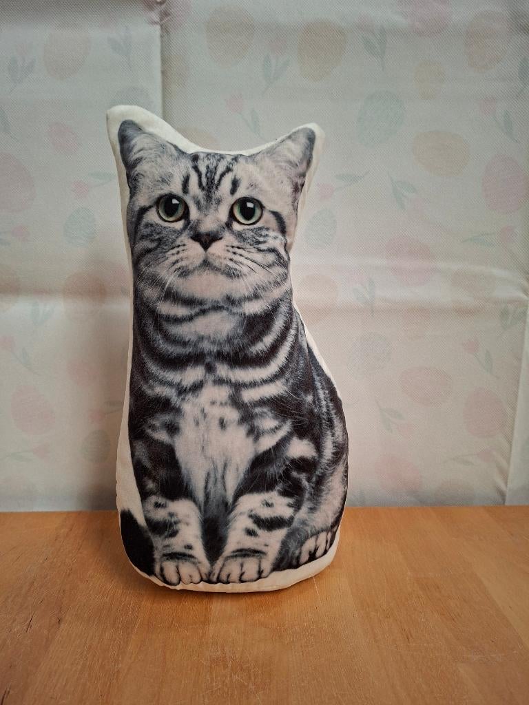 Villa Volance deurstopper kat - Grijs gestreept - 31 cm, Verzenden, Zo goed als nieuw