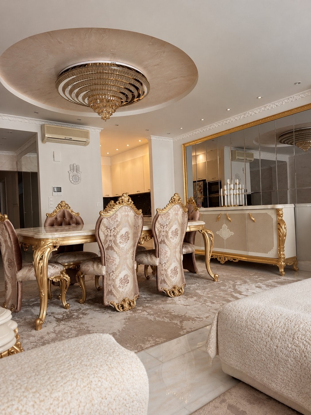 LUXE COMPLETE MEUBELSET in barokstijl – Crème & Goud, Ophalen, Zo goed als nieuw, Barok