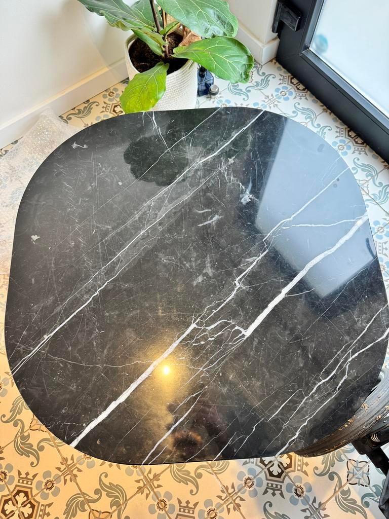 Zwarte marmeren salontafel, Ophalen, Gebruikt, 50 tot 100 cm, Vierkant