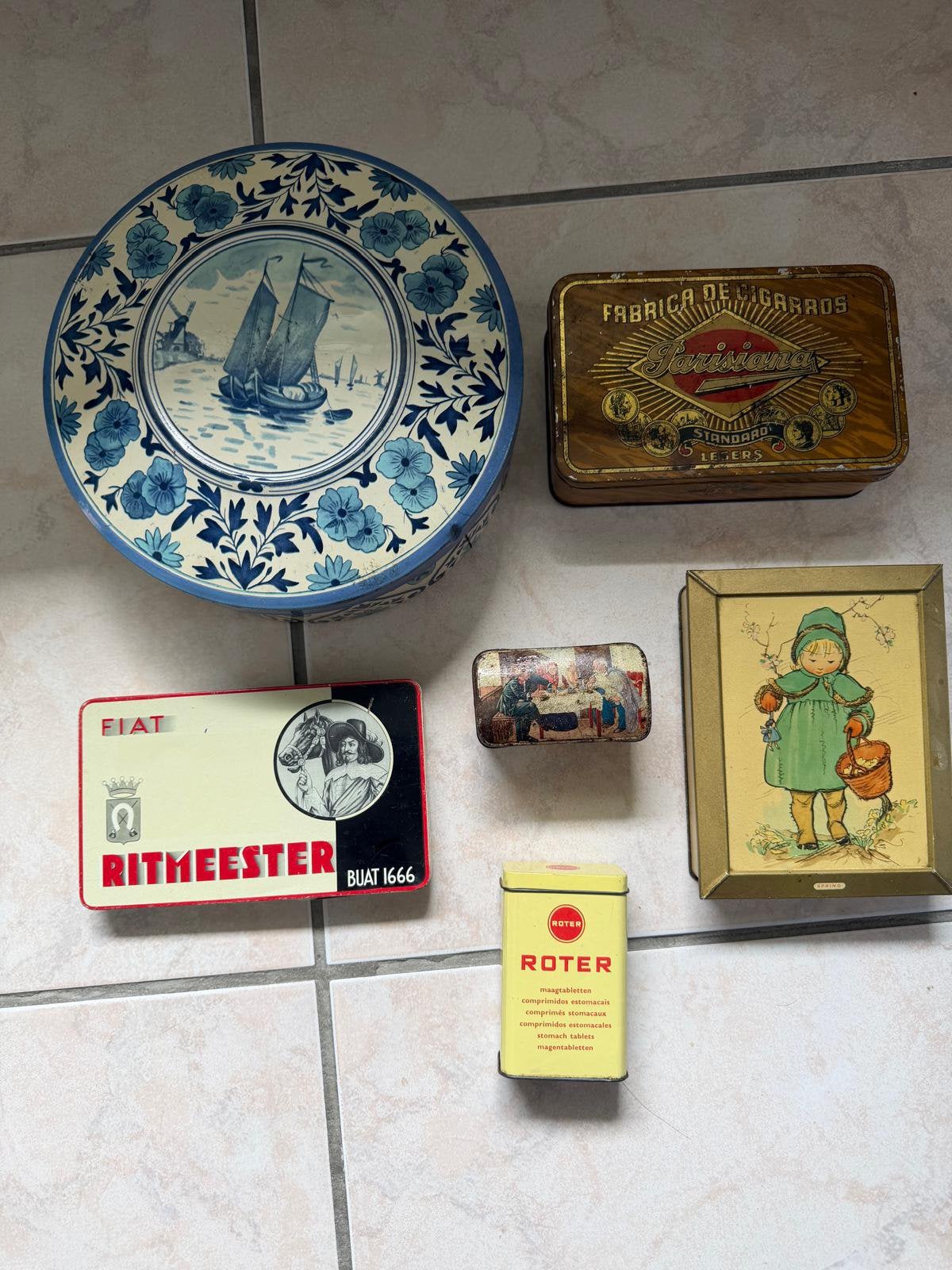 Set van6 retro vintage oude blikken metalen dozen, Enlèvement ou Envoi, Comme neuf