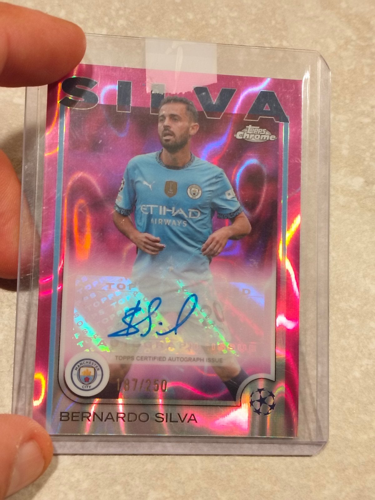 topps Bernardo Silva Manchester city autograph genummerd, Ophalen of Verzenden