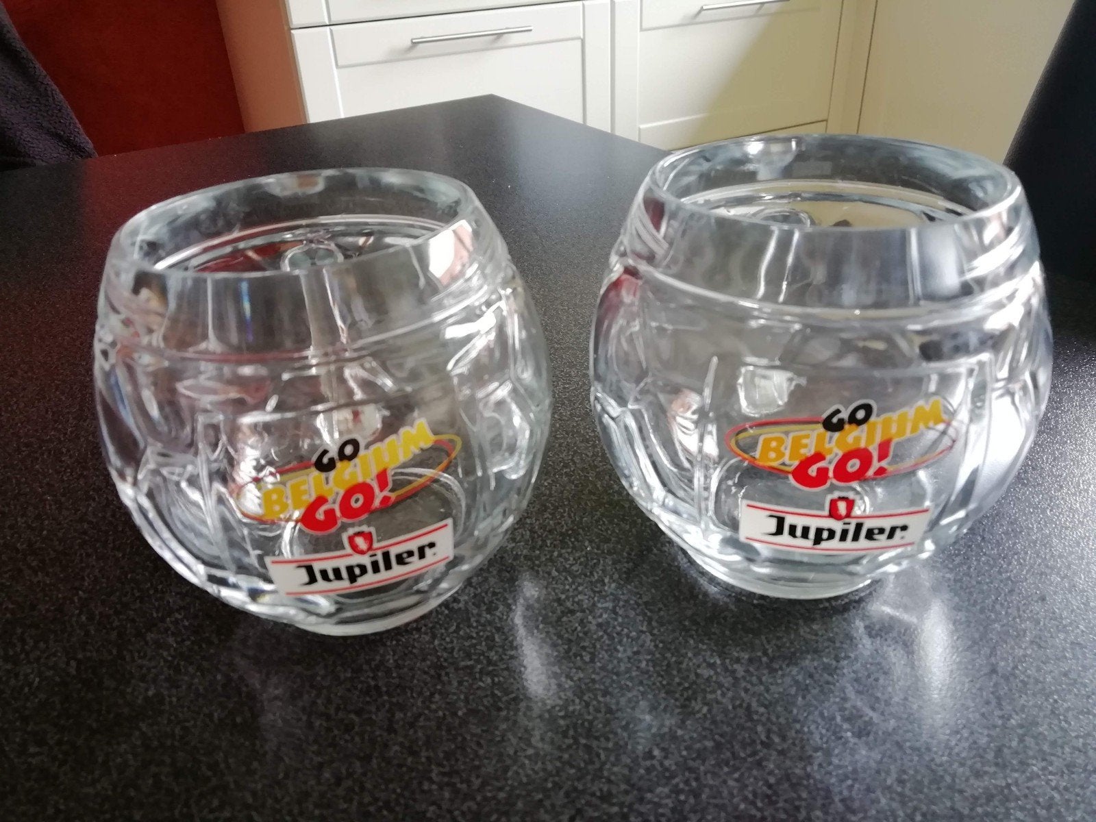 Jupiler voetbalglazen in Belgische driekleur, nieuw, Ophalen of Verzenden