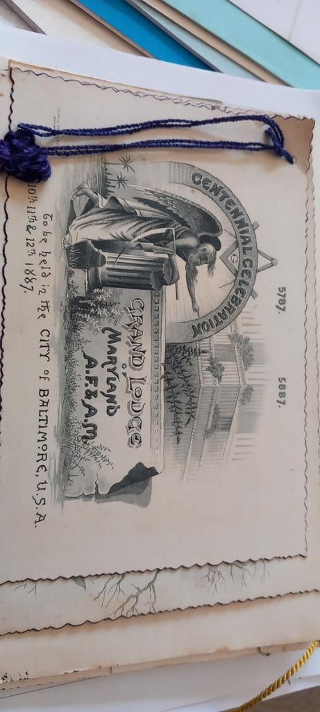 Invitation au Grand Lodge Maryland 1887, Antiquités & Art, Art | Dessins & Photographie, Enlèvement ou Envoi