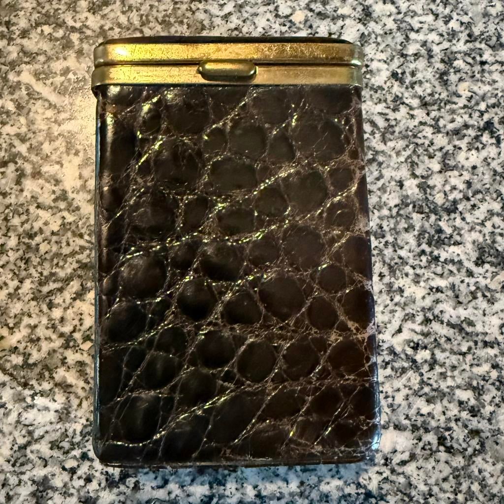 Vintage bruin leder cigaretten doosje, Ophalen of Verzenden, Gebruikt, Bruin, Leder