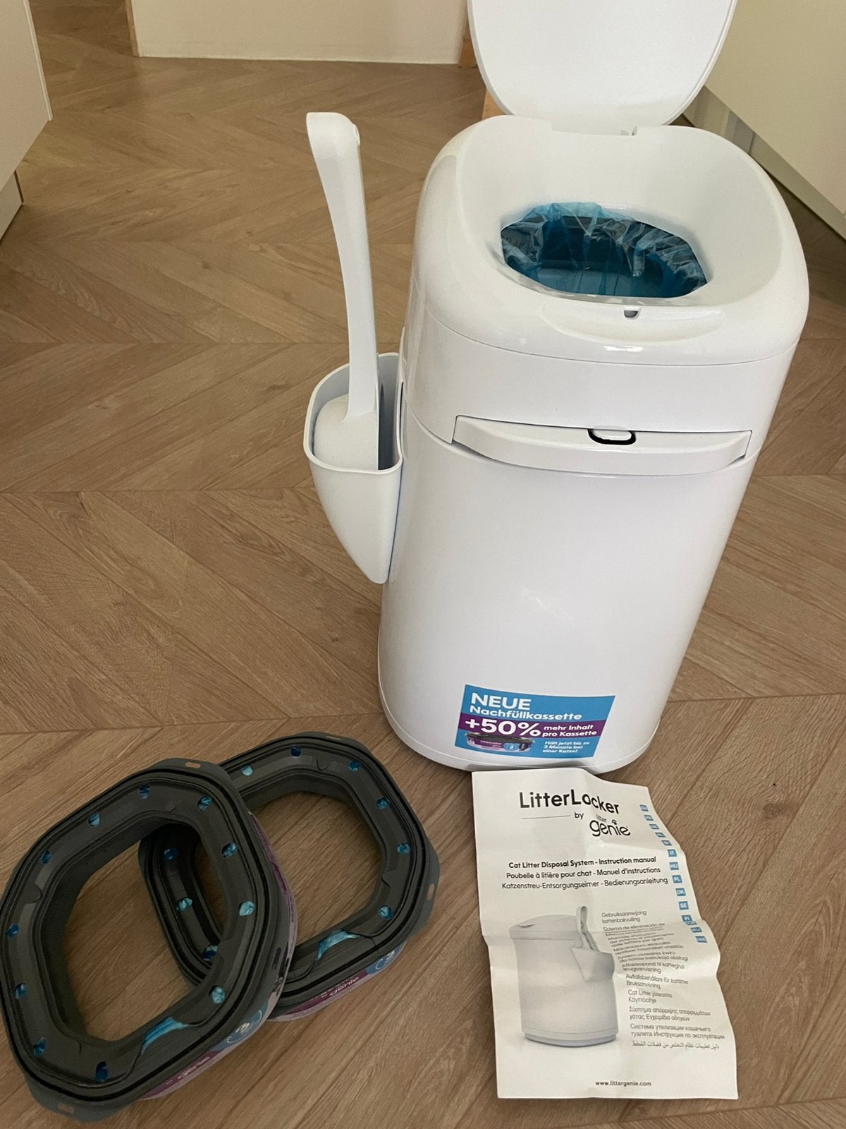 Litterlocker genie met navullingen en gratis mandje erbij, Ophalen of Verzenden, Zo goed als nieuw