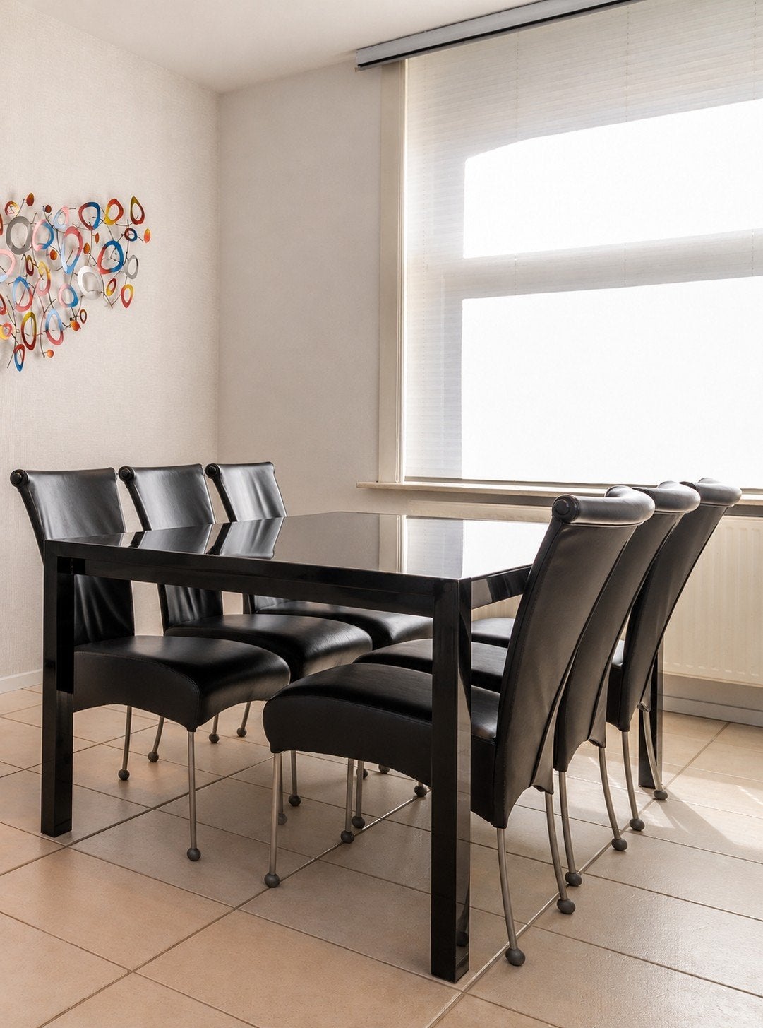 Tafel 90x180/230cm en 6 stoelen echt leder goed zitcomfort, Ophalen of Verzenden