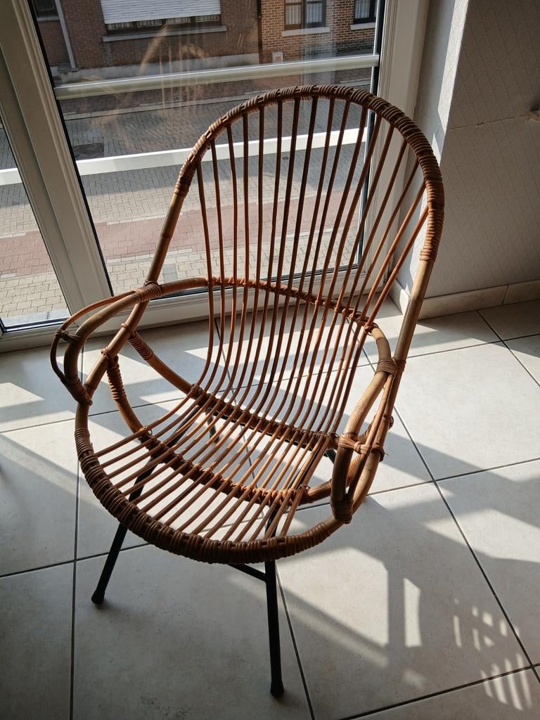 VINTAGE rotan stoel, Huis en Inrichting, Stoelen, Ophalen