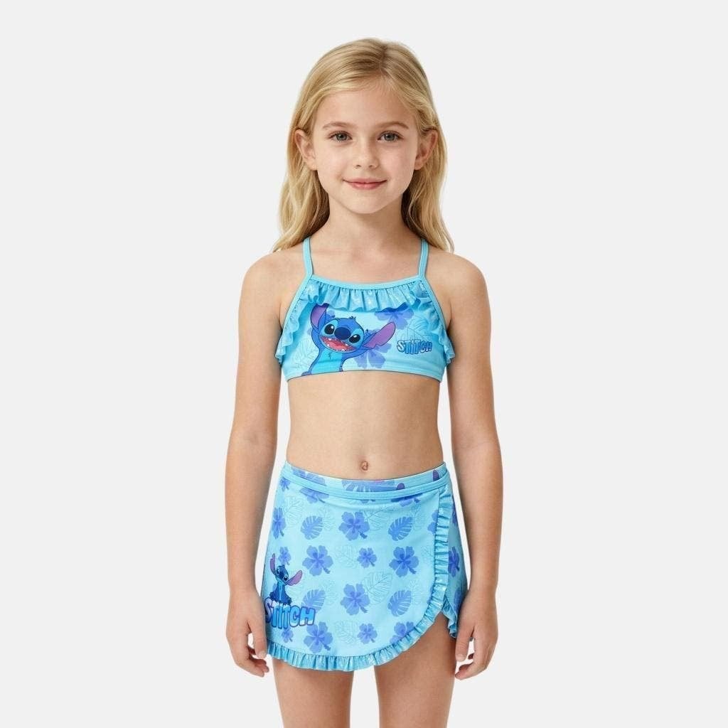 Stitch Bikini met Rokje - Maat 104/110 - 116/128 - 134/140, Kinderen en Baby's, Kinderkleding | Kinder-zwemkleding, Maat 104, Meisje