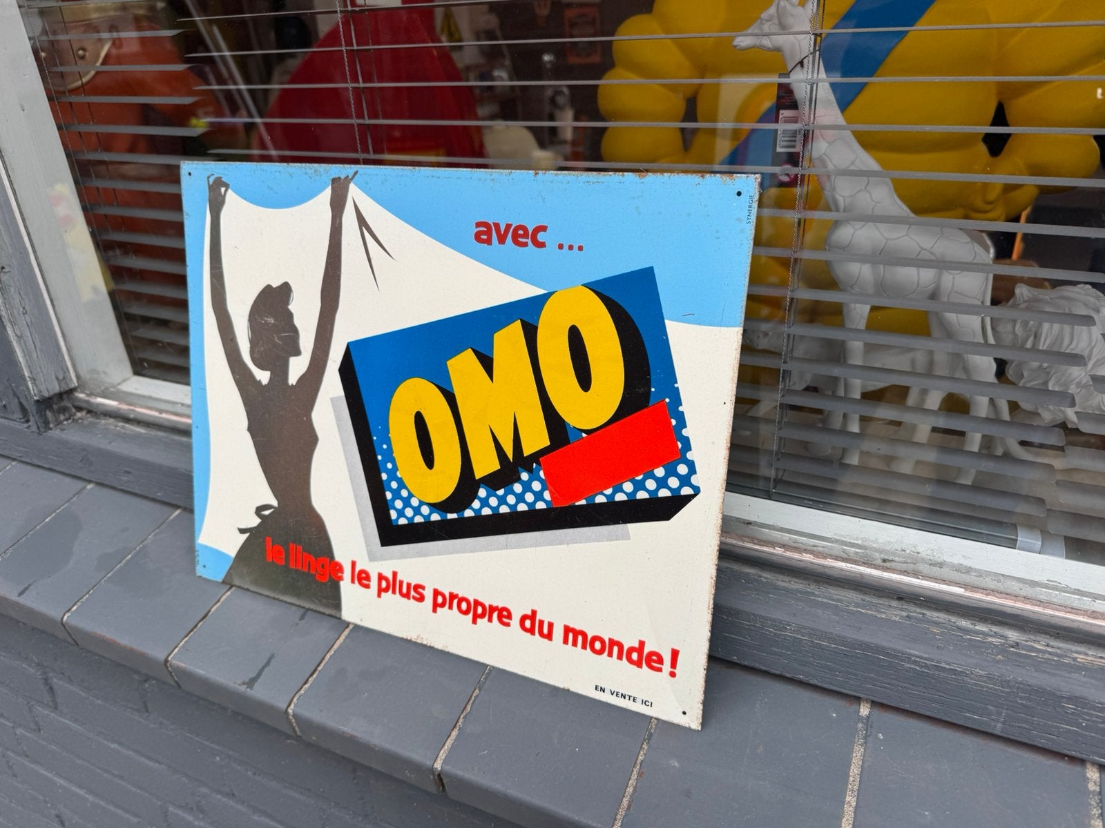 Omo était un vieux panneau d'affichage en étain, Panneau publicitaire, Enlèvement ou Envoi, ., Utilisé