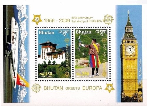 Blok Bhutan Europa 1956-2006 Jaar 2006 Postfris, Ophalen of Verzenden, Postfris, Zuidoost-Azië