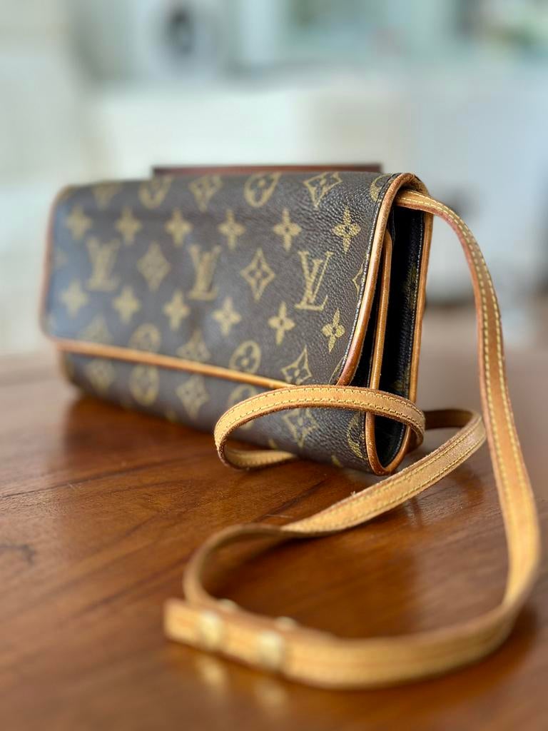 Louis Vuitton, iconische GM  -tas met twee monogram, Gebruikt, Bruin, Leer, Ophalen